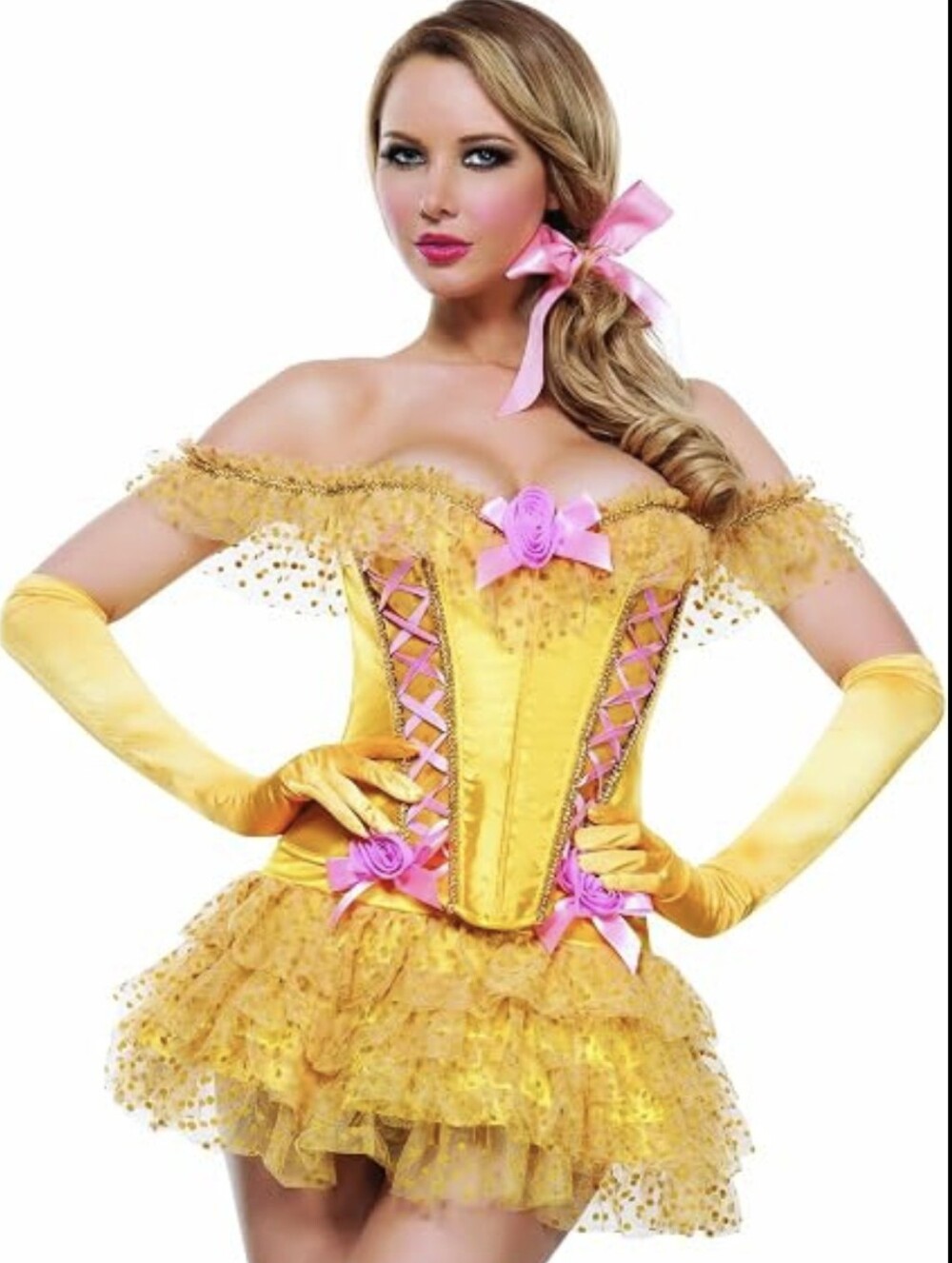 Yellow Enchanted Castle Beauty Tutu Costume with Pink Accents Costume